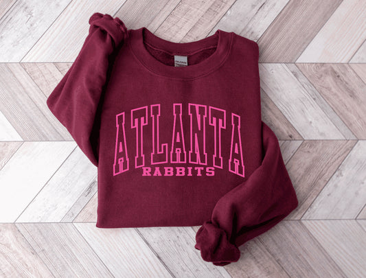 CUSTOM SCHOOL PUFF DESIGN - NEON PINK INK/MAROON SWEATSHIRT