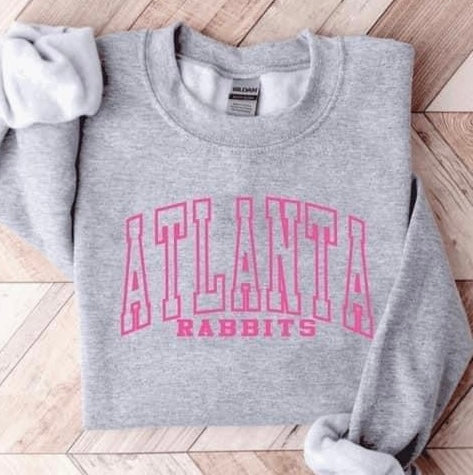 CUSTOM SCHOOL PUFF DESIGN - NEON PINK INK/LIGHT HEATHER SWEATSHIRT