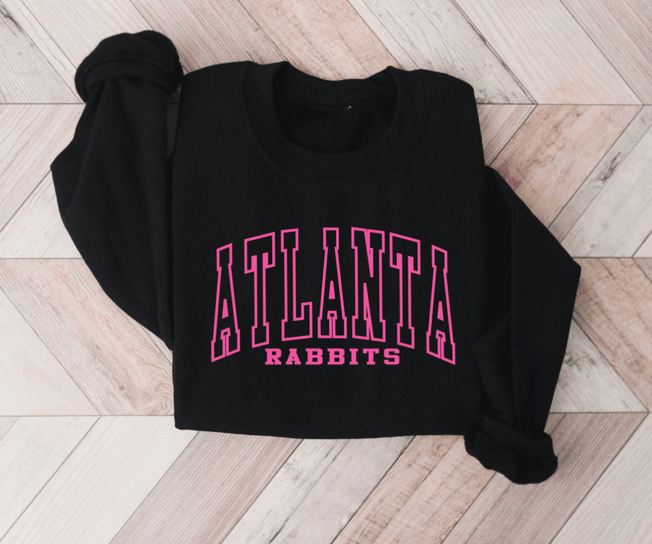 CUSTOM SCHOOL PUFF DESIGN - NEON PINK INK/BLACK SWEATSHIRT