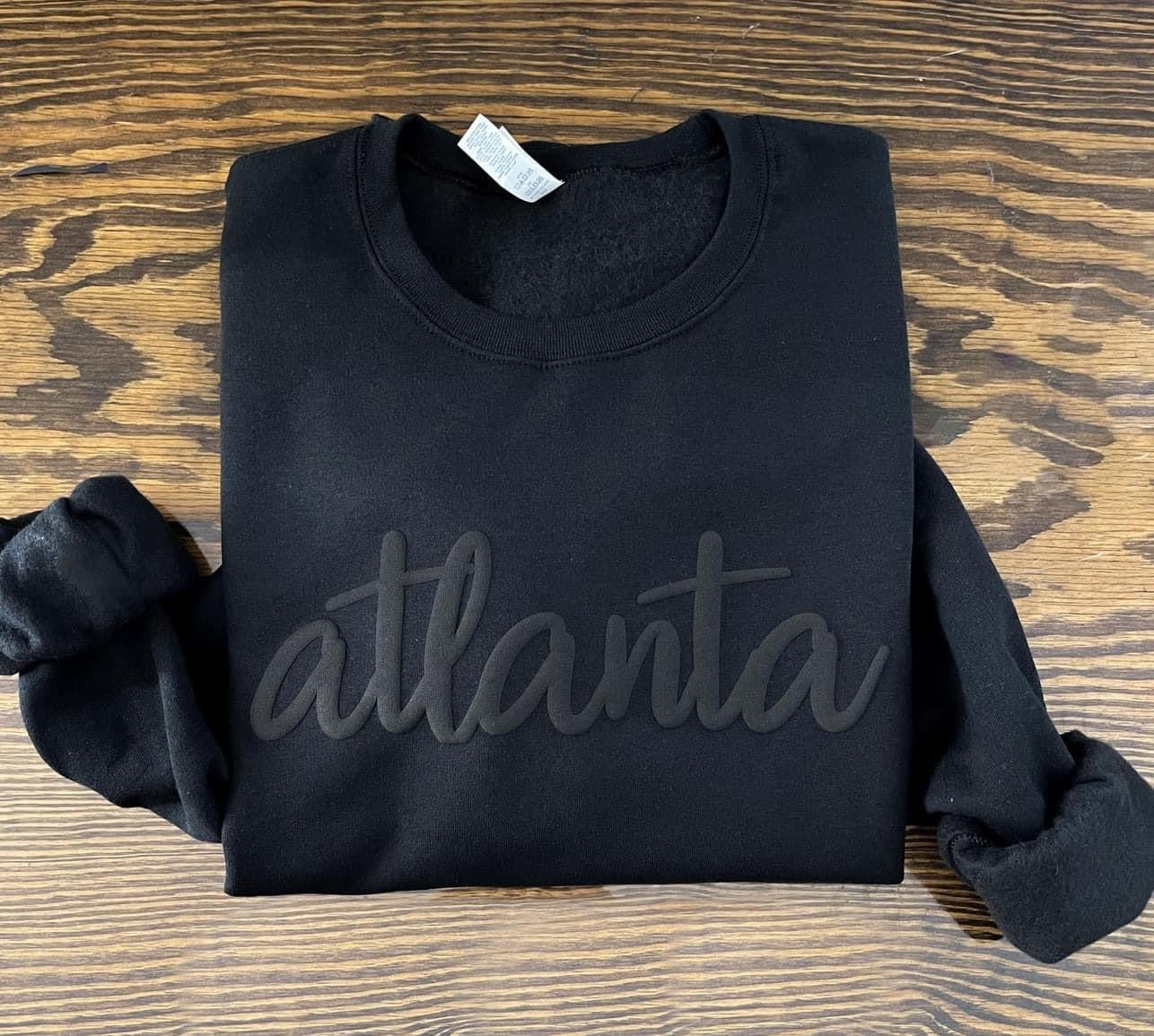 ATLANTA PUFF DESIGN - BLACK ON BLACK SWEATSHIRT