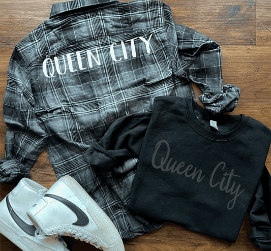 QUEEN CITY PUFF FLANNEL (BLACK)